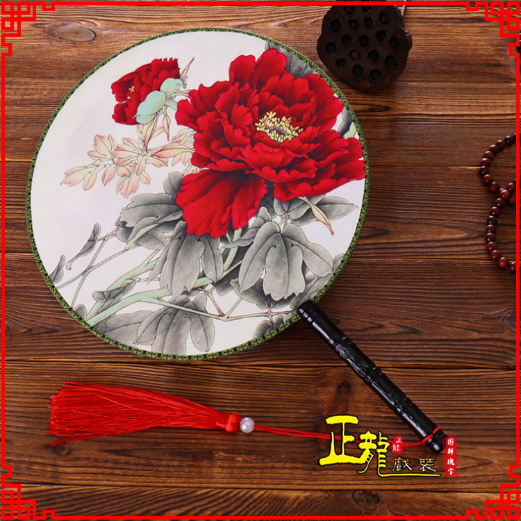 梁子湖古典中国风团扇空白扇跳舞蹈扇 真丝宫扇