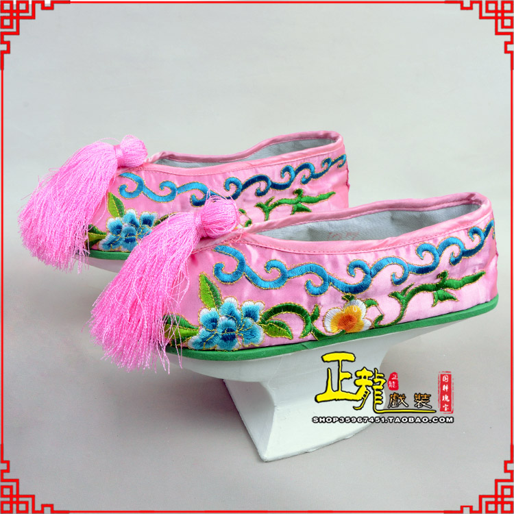 梁子湖京越剧戏鞋花盆底清朝皇后贵妃宫女花盆底 旗鞋