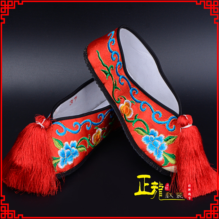 梁子湖京剧越剧戏曲彩鞋花旦绣花 普平底彩鞋